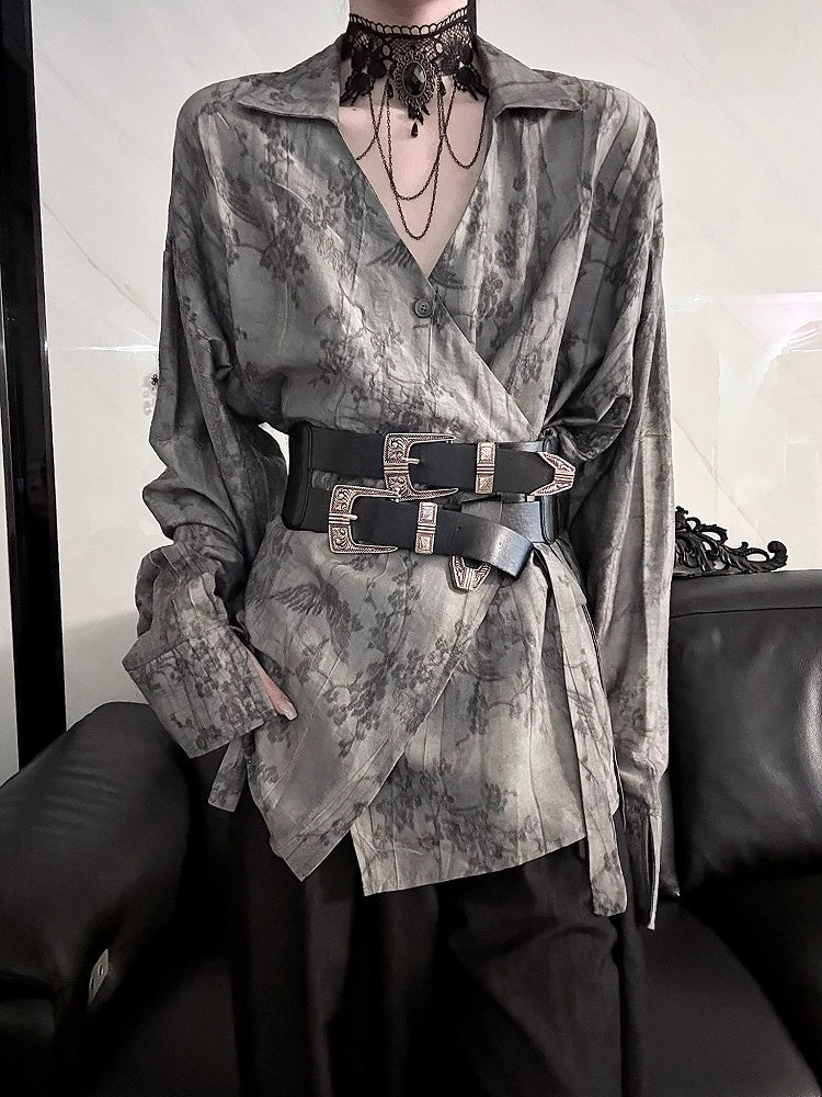 Cheongsam Shirt - Long Belt Sleeve Style Self-tie
