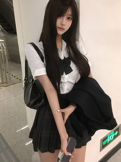 シャツバージョンJKスリーブショートスタイルプレッピーホワイトユニフォーム