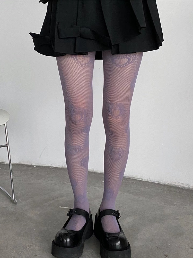 Colors 6 Heart Fishnet Pattern Tights