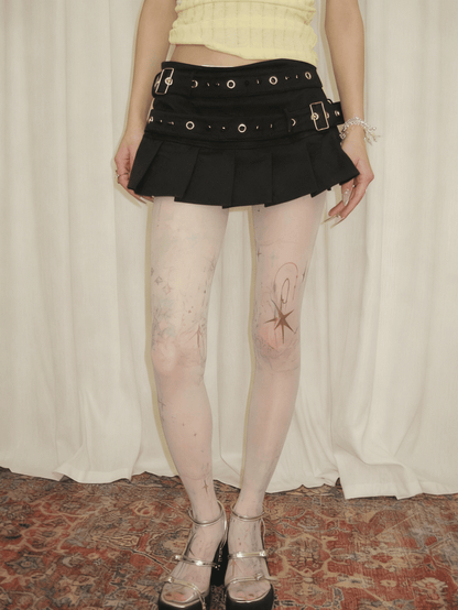 Star White Print Tights