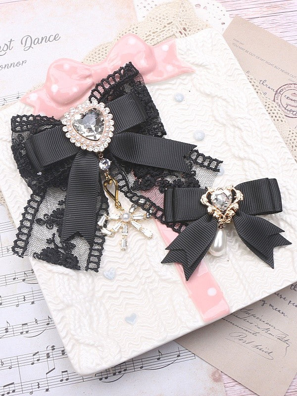 Bowknot Pearl Set Options Charm Hairclips Jirai Bow Kei Color 4