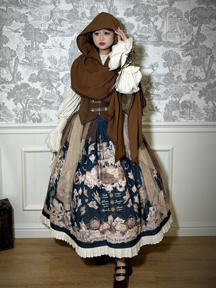 Coffee Wasteland Hooded Punk Shawl