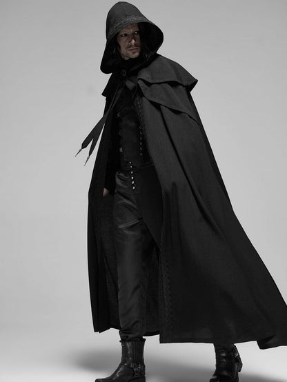 Simple Long Cloak Black Men's Rococo