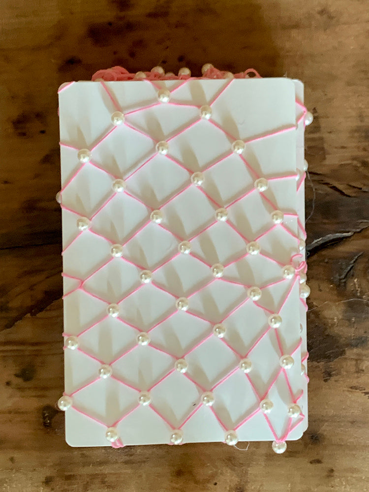 with Decoration Fishnet Bead Tights Black/Pink/White