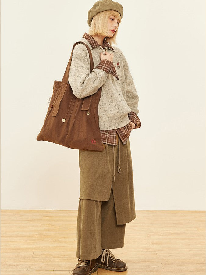Asymmetrical Cut Pants 3 Wide-leg Design Colors