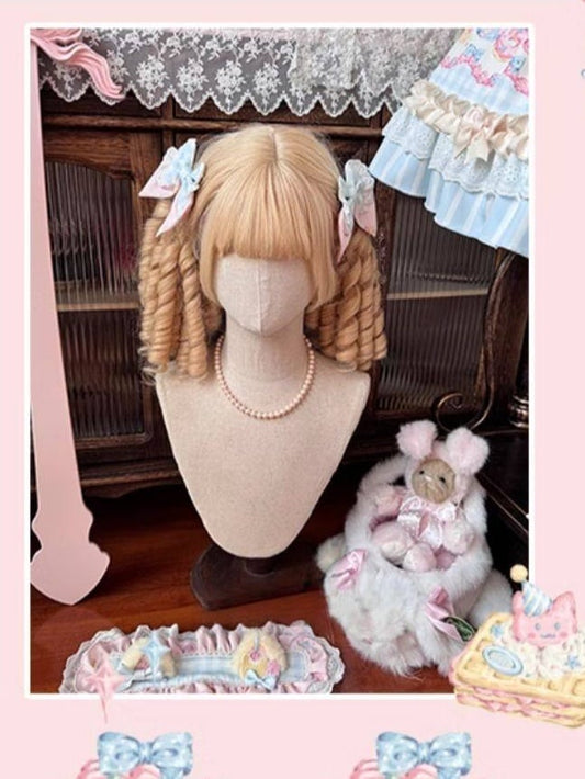 Lolita Bow Blue Pink Hairclips