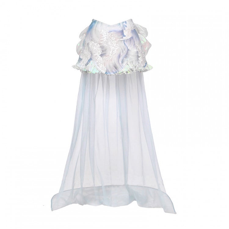 取り外し可能なトレーンフェアリービーズチュールディテールとゴススカートスパンコール付き