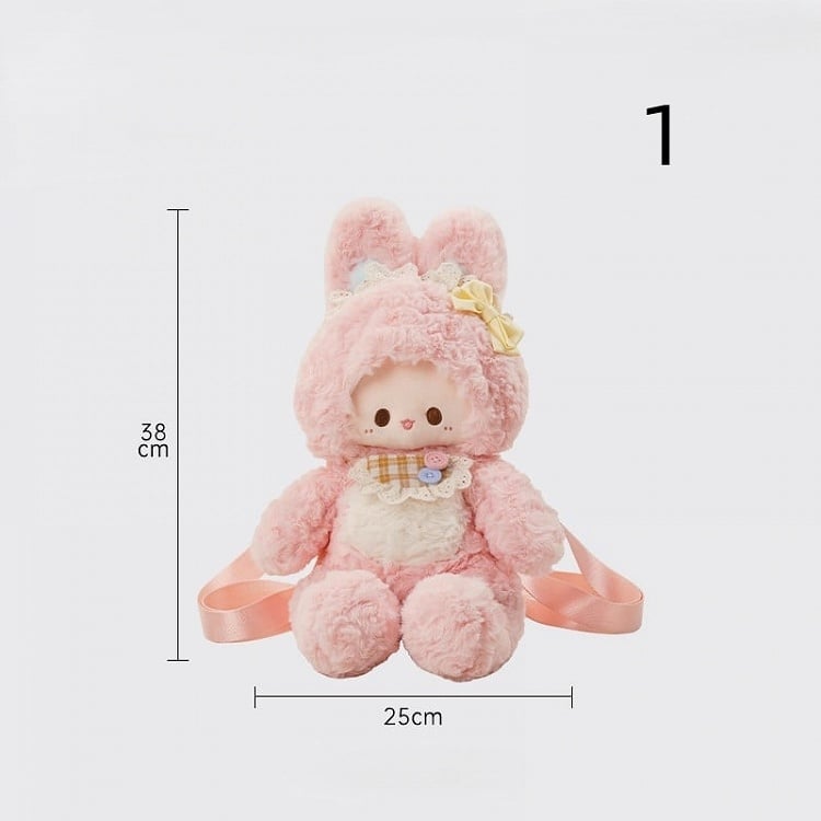 Charming Pink Plush Bunny-shaped Crossbody Bag