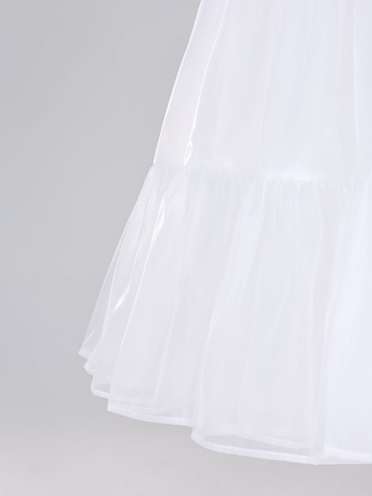 Long Daily Petticoat Layered 85cm White A-line