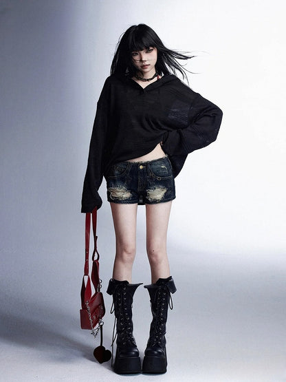 Loose Protection Gelb/Schwarzes Sonnentop mit Kapuze