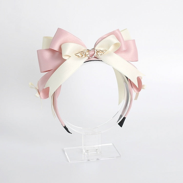 Cute Pink Bowknot Heart Beige with Lolita Decoration KC