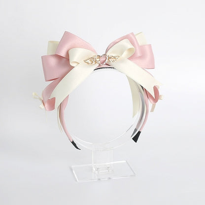 Cute Pink Bowknot Heart Beige with Lolita Decoration KC