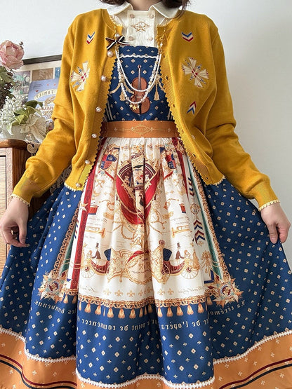 Exquisite Embroidered Knit Cardigan in Yellow - Crucis Universal Tailor Company