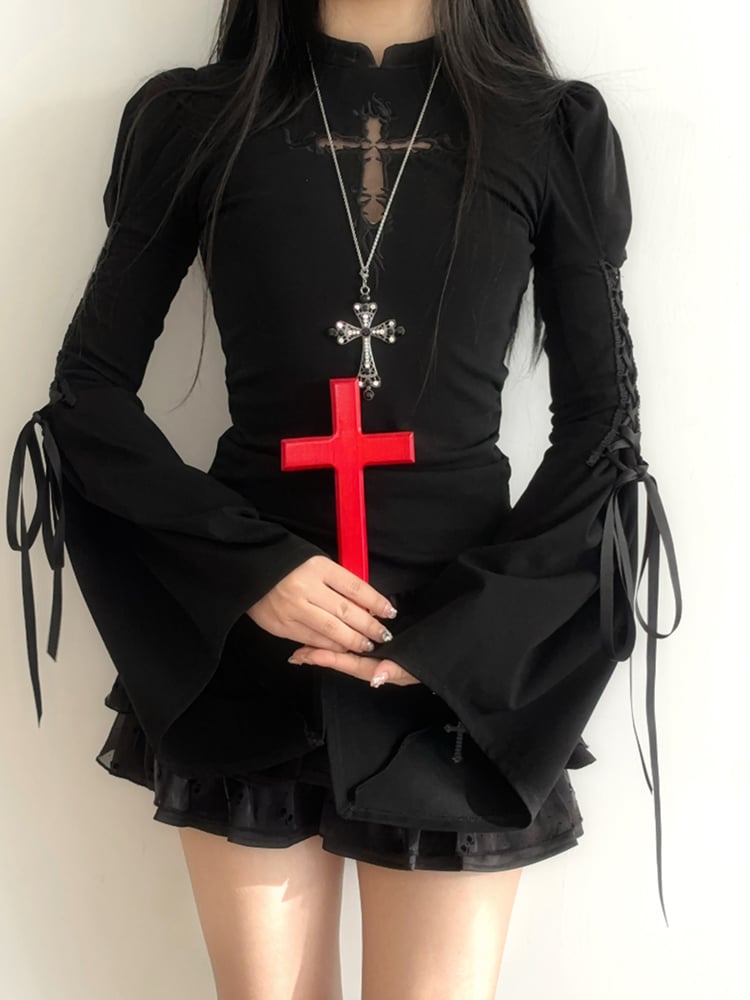 Black Trim Three-Tiered Mini Skirt Lace