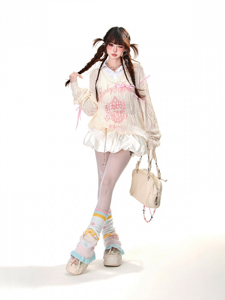 Aprikose/Schwarz Halbtransparent Polo Kragen Sonnenschutz Hohl-out Top Faux