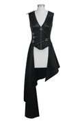 Asymmetric Zipper Leather Mini Dress Punk Sleeveless