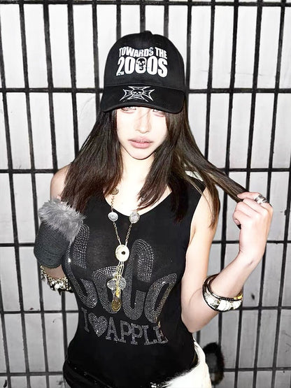 Skull-Embroidered Punk Baseball Cap with Letter Accents - DETW OnLine