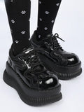 Style Platform Lace-up Black Closure Punk Shoes