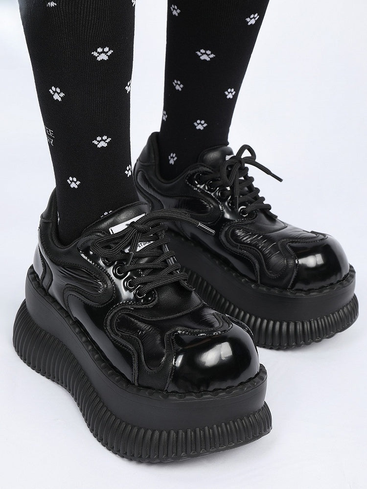 Style Platform Lace-up Black Closure Punk Shoes