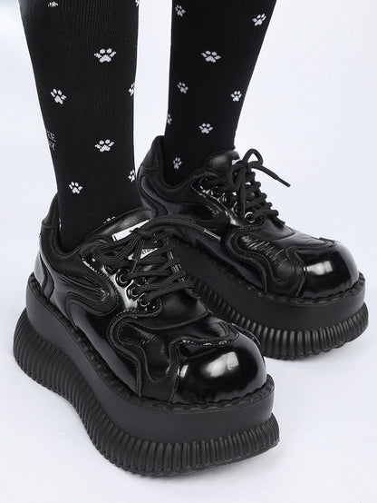 Style Platform Lace-up Black Closure Punk Shoes