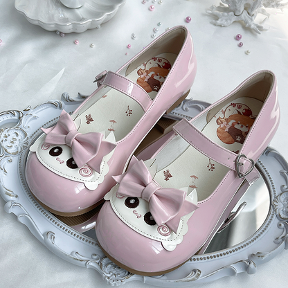 Low-heel Sweet Lolita Light Pink Shoes with Heart-shaped Snap & Crab Accents