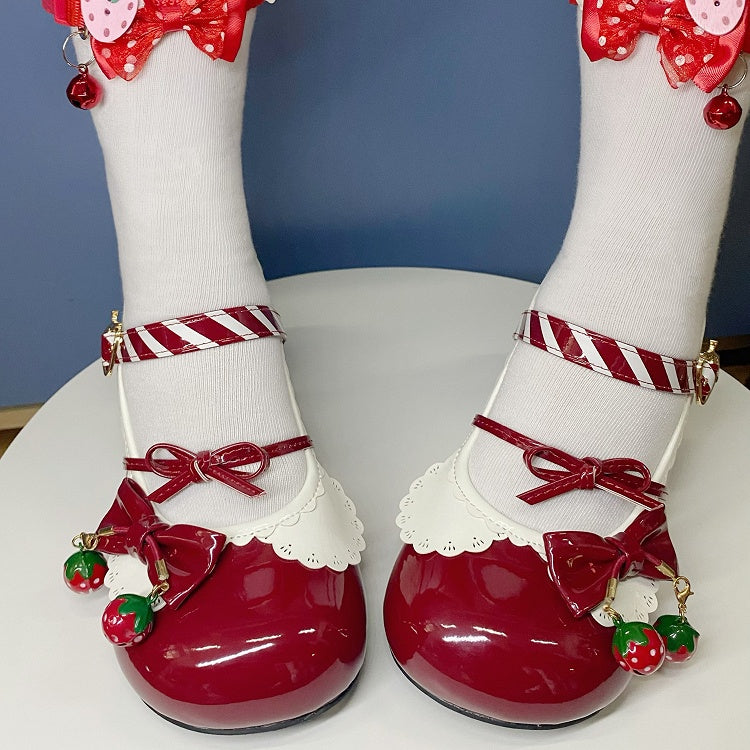 Theme Heeled Wine 2cm/4.5cm Janes Strawberry Sweet - Lolita Red Mary