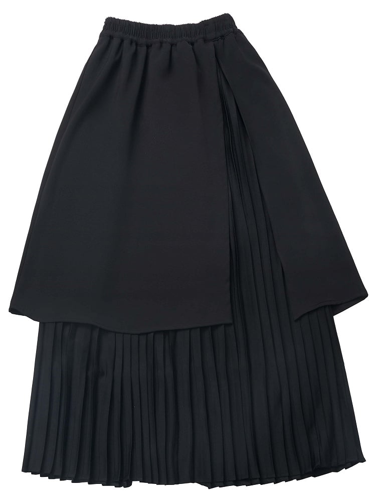 Pleated Black Long Skirt