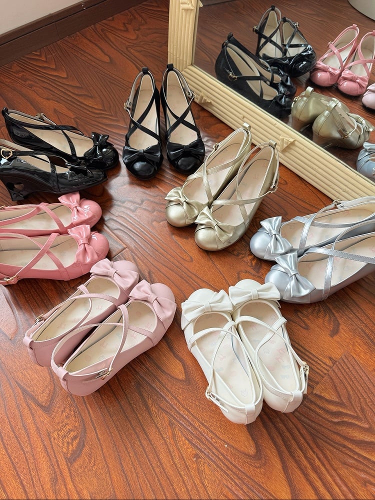 Heel Design with Matte Black Crossed Lolita Elegant 6cm Wedges