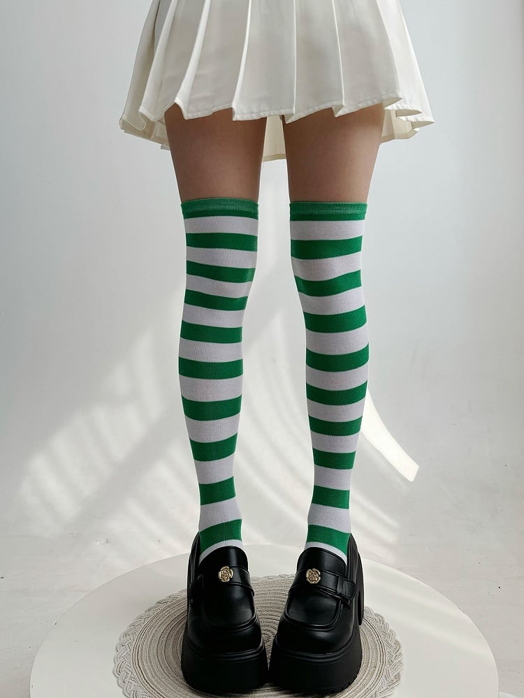 Striped Y2K Overknee Options Color Stockings 4