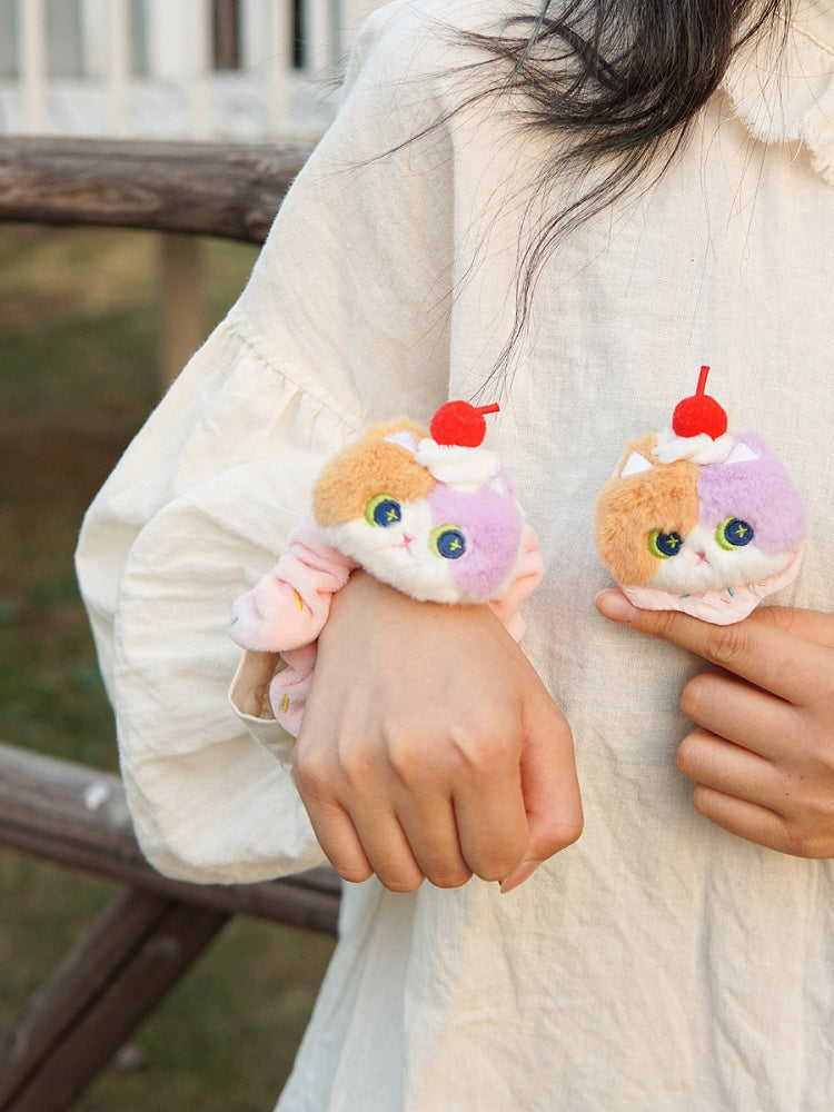 5 Colors Options Cute Kitty Design Scrunchies