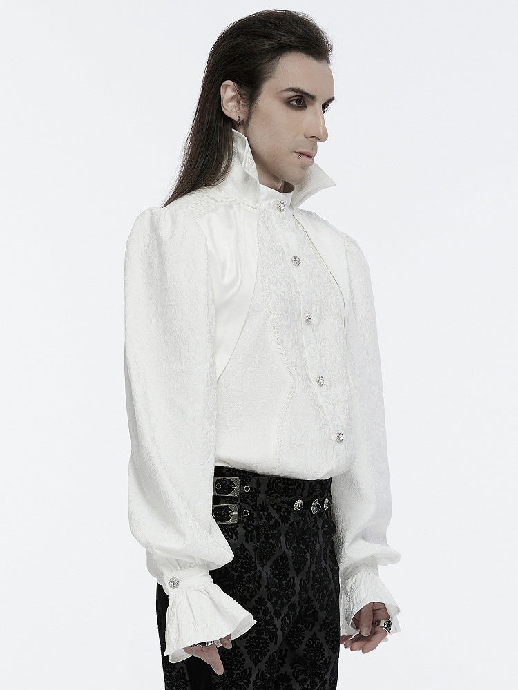 Goth Men's Collar Palace White Shirt Gorgeous Stand