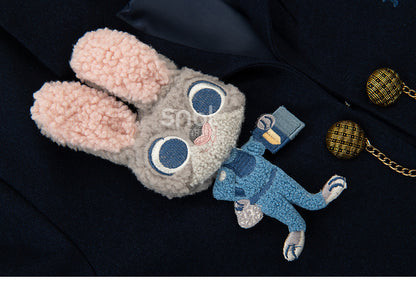 Preppy Cropped Blazer im Kettendesign Dunkelblau