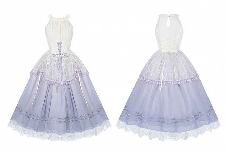 Purple Classic Gradient Lolita JSK Set with Cardigan and Hair Items - With PUJI