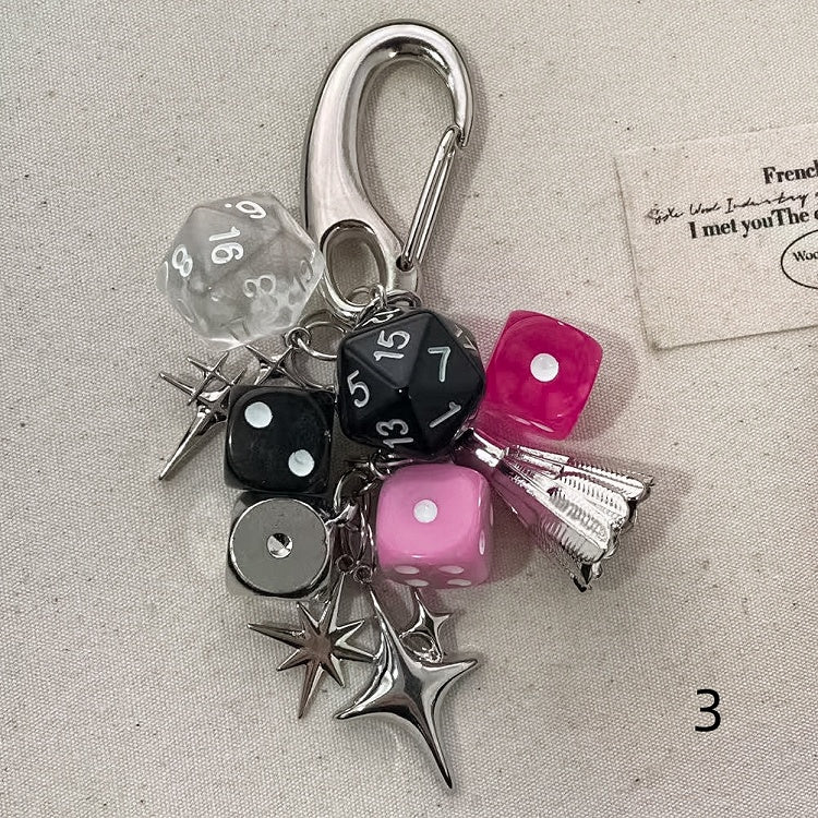 Optionen 5 Würfel Cyberpunk Y2K Schlüsselanhänger