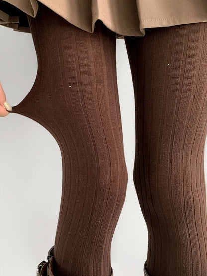 (5 Fine Knit Colors) Tights Ribbed