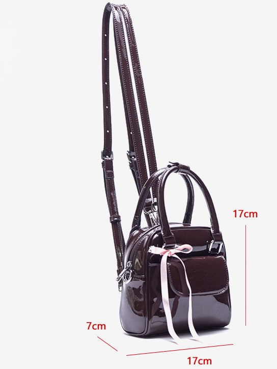 Ribbon Backpack With Kawaii Chocolate Bow 3-Way Glossy Brown