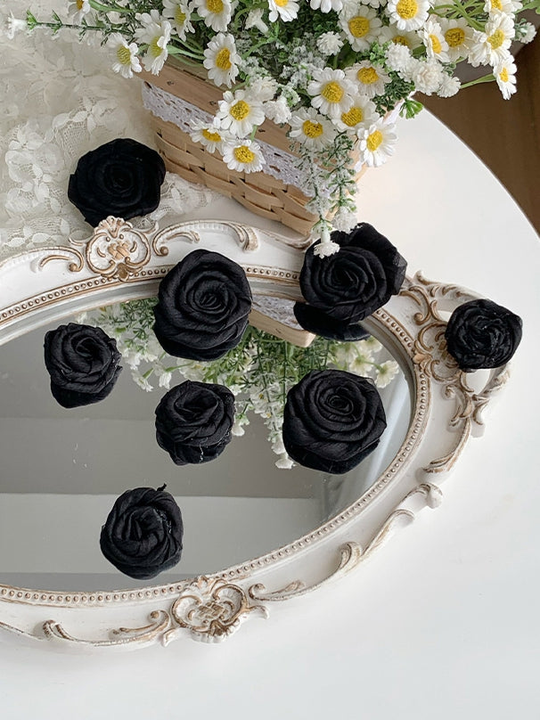 Rose Black White Brooch / Blue Purple Beige