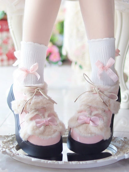 Platforms PU in Bow Lolita Details Pink Sweet with