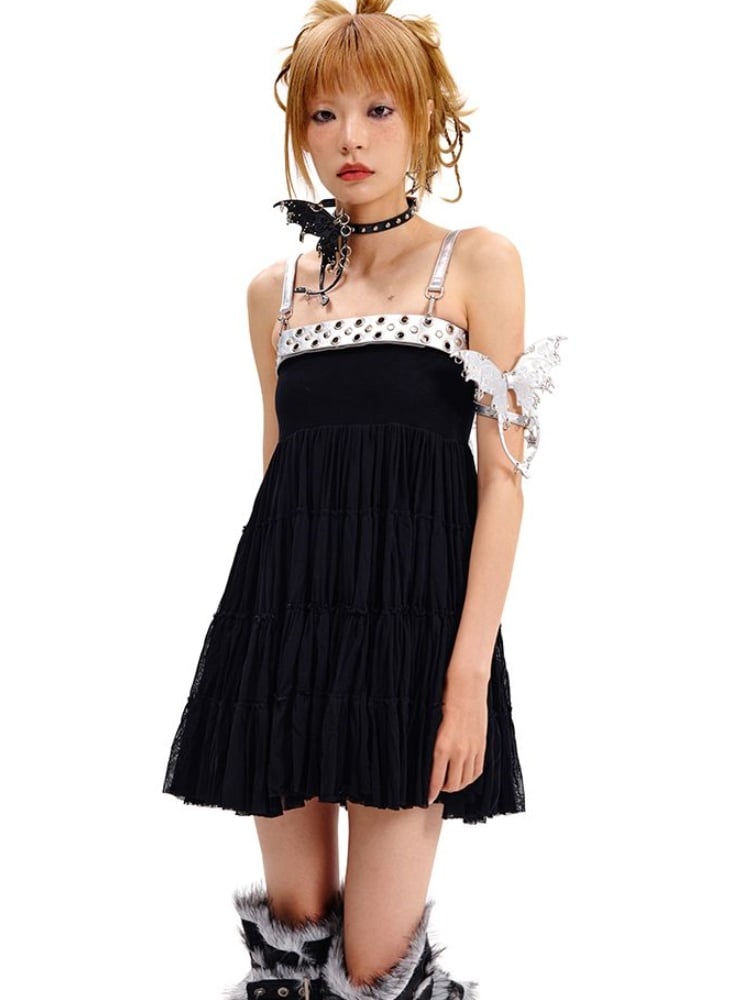 Punk Schwarz/Silber Schmetterling Choker