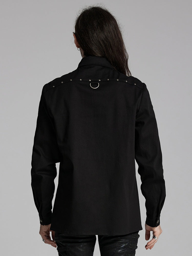 Shirt Punk Men's Black Handsome