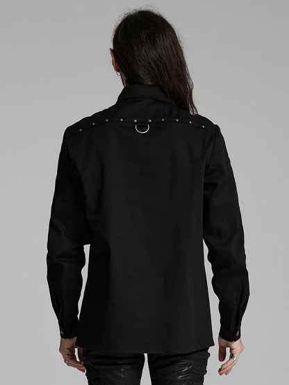 Shirt Punk Men's Black Handsome