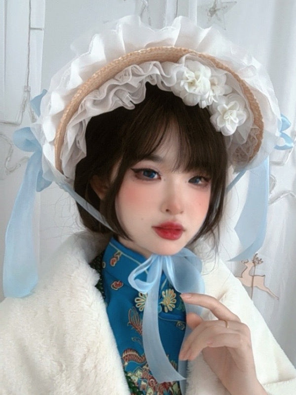 Floral Pink/Blue/Green Details Bowknot Design Gorgeous Version