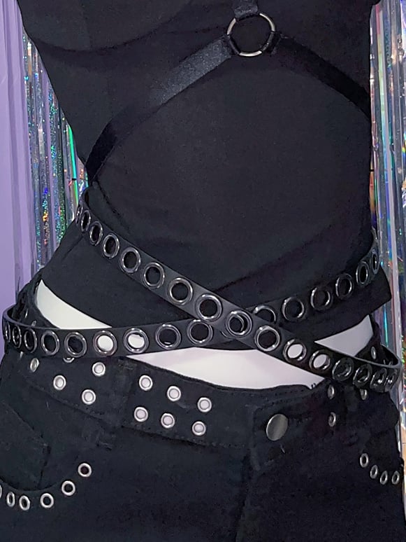 Waist PU Y2K Punk Belt Black