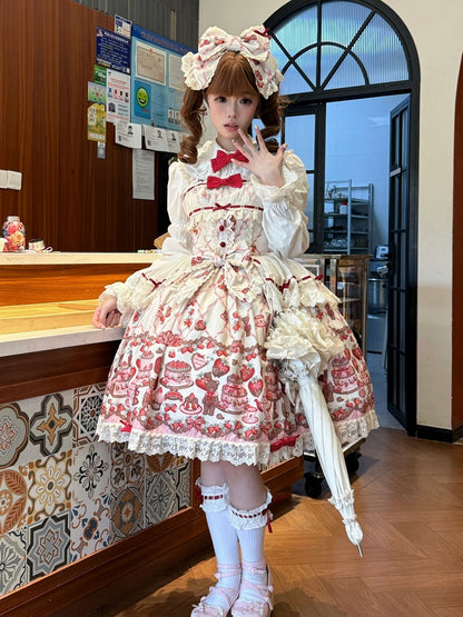 KC Strawberry Beige Bowknot Print