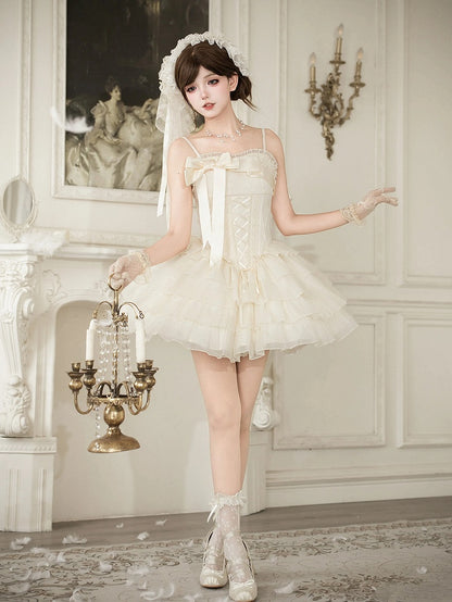 Creamy Boned Corset JSK Dress Set - With PUJI