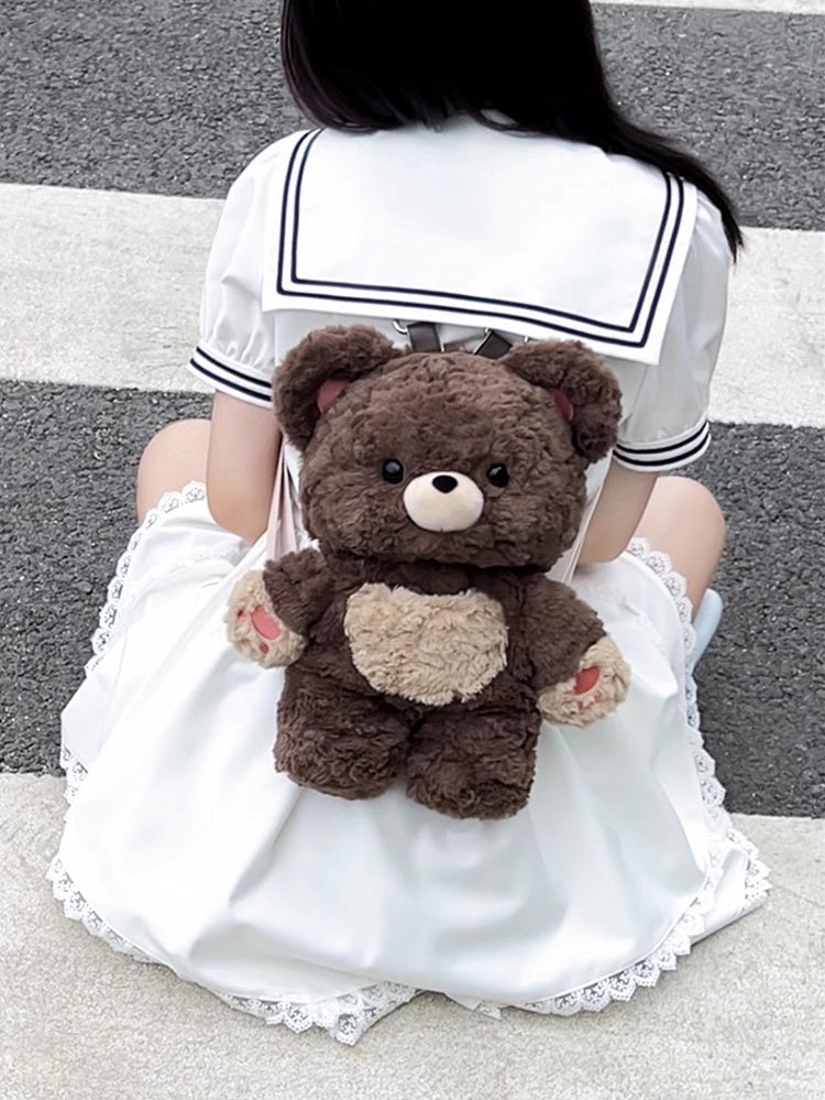Detachable 35cm/50cm Backpack Brown Straps Plush Shoulder Bear Chocolate