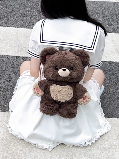 Detachable 35cm/50cm Backpack Brown Straps Plush Shoulder Bear Chocolate