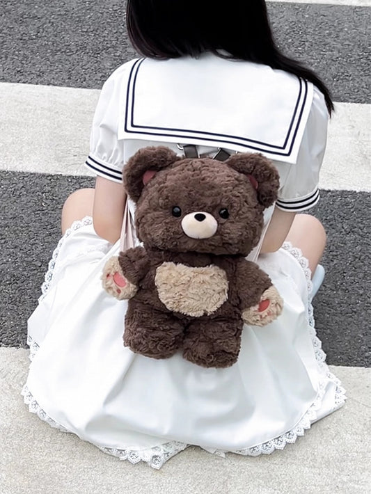 Detachable 35cm/50cm Backpack Brown Straps Plush Shoulder Bear Chocolate