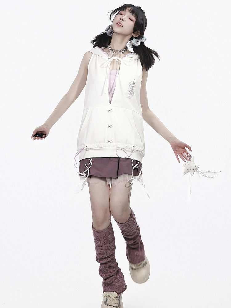 Adorable Purple Mini Skirt with Lace-Up Accents
