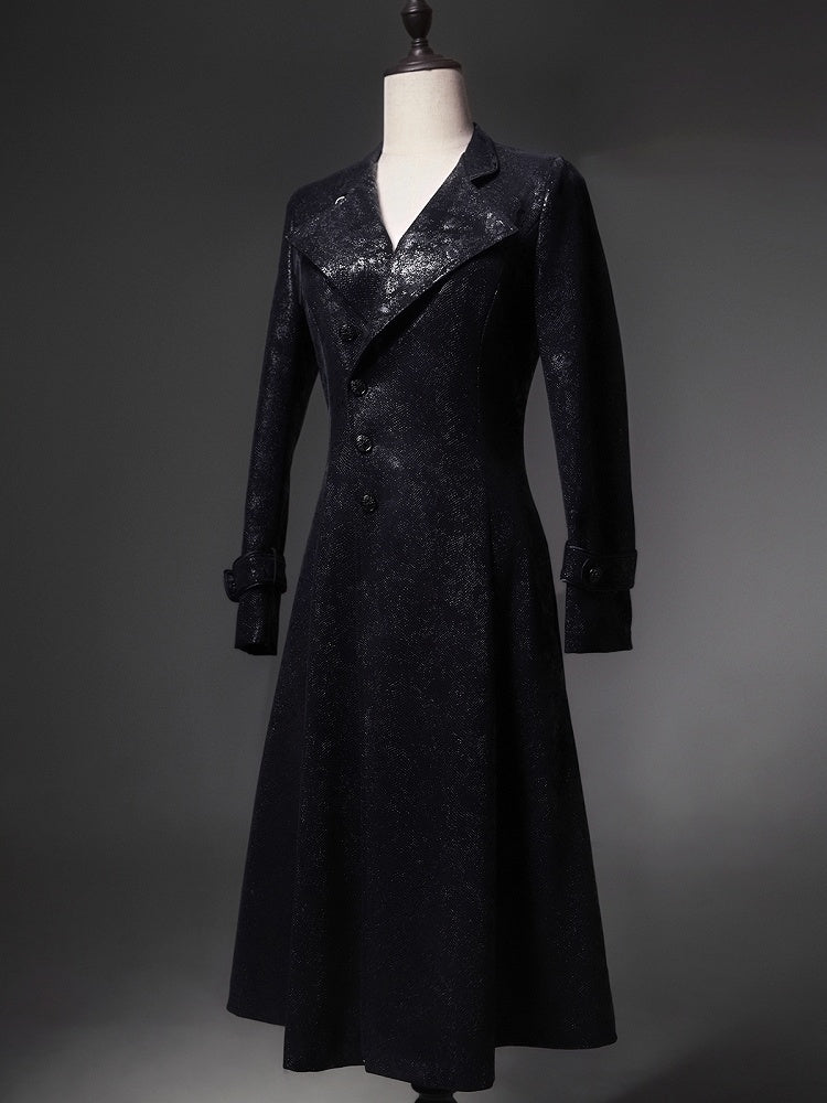 Spine Coat Ouji Collar Versatile Gothic Black Lizard Embroidery Fashion Back with